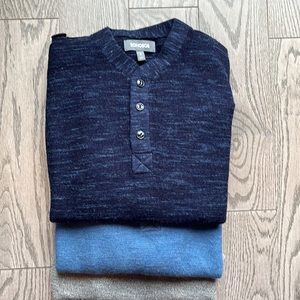 3 Bonobos 100% merino wool Henley sweaters set of 3
